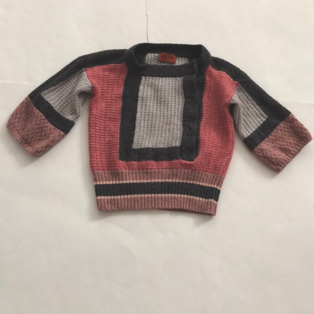 Missoni S-M Sweater Pink Grey Button Front Closure Mohair Wool blend Excellent